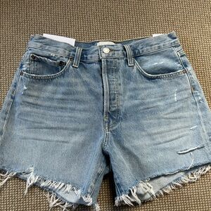 Agolde Light Blue Distressed Jean Shorts
